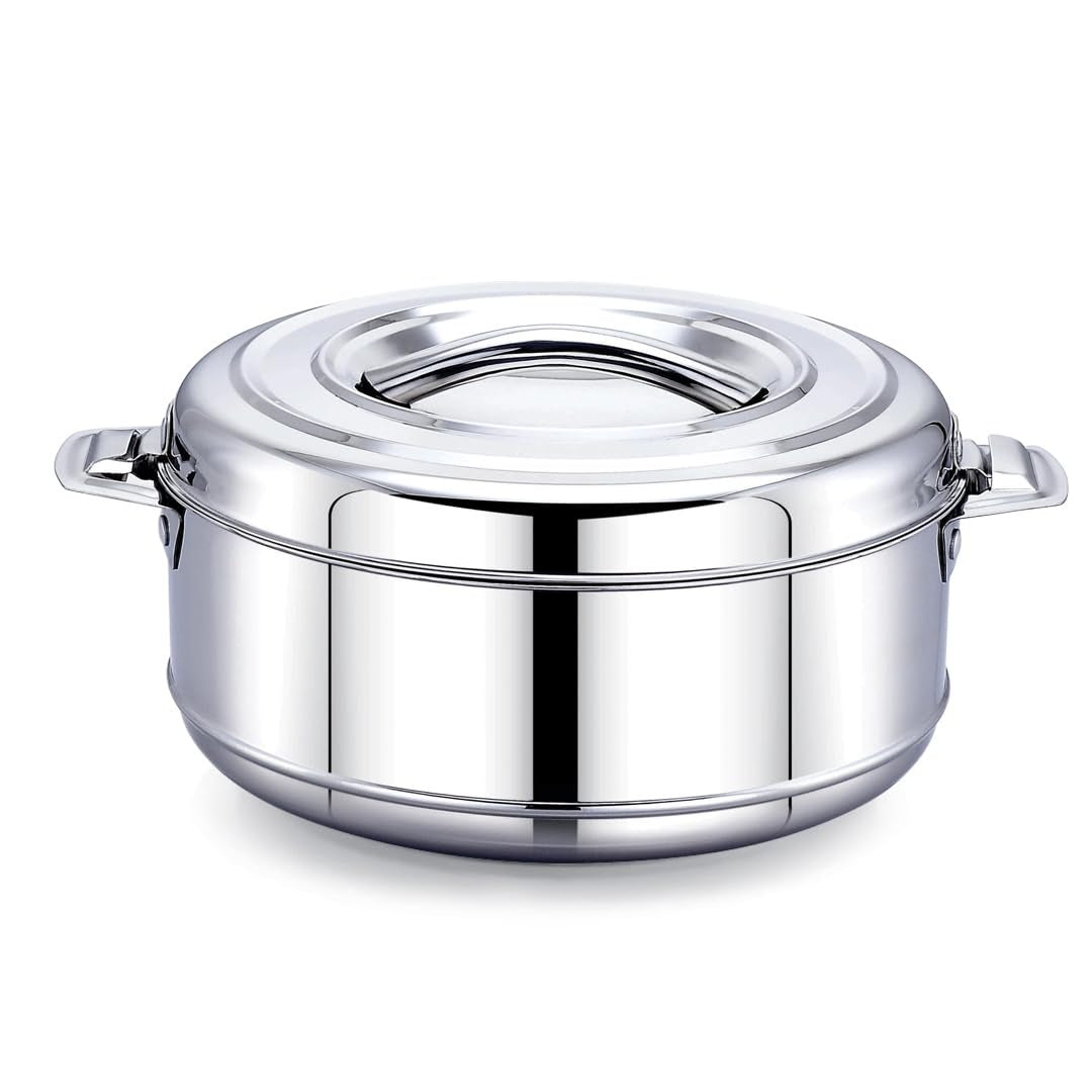 AVIAS Astra Double Wall Insulated Stainless Steel Casserole Silver Hot Box - 5000 ml