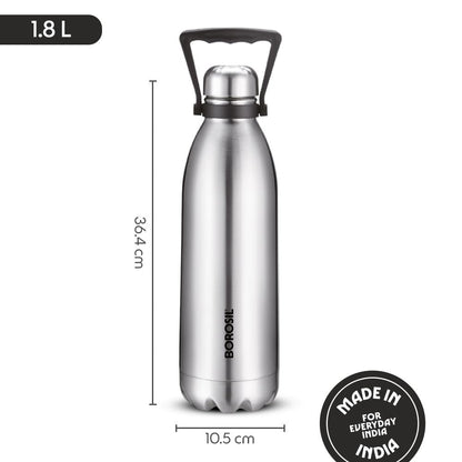 Borosil Hydra Thermoflask Steel Water Bottle Bolt 1.8L