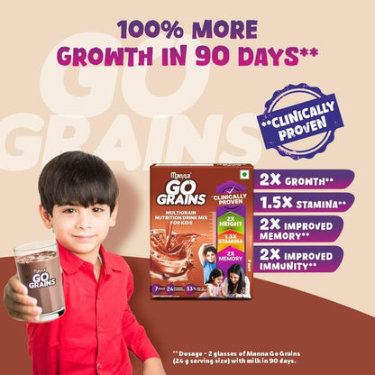 Manna Go Grains Millet Health and Nutrition Drink Chocolate - 400 gms (Pack of 2)