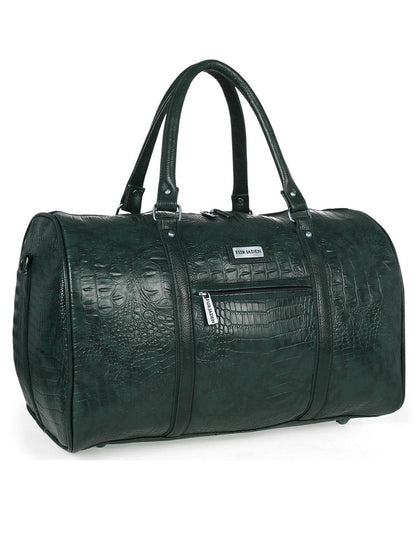 Fur Jaden Brown Textured Leatherette Stylish & Spacious Weekender Duffle Bag for Travel for Men and Women