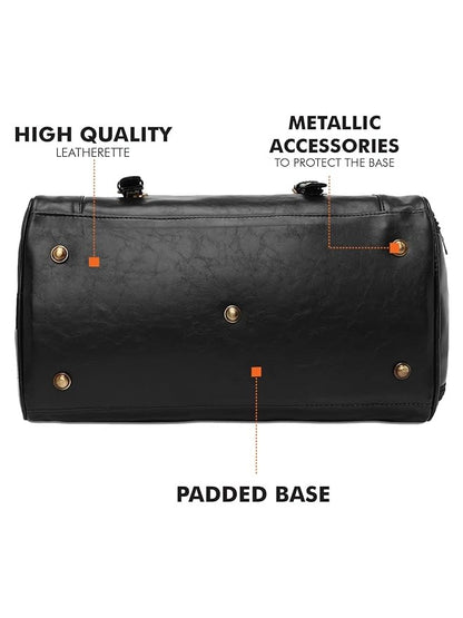 Fur Jaden Weekender Premium Duffle Bag with Shoe Pocket for Travel for Men and Women Made of Faux Leather with Attachable Shoulder Strap Cabin Holiday Bag