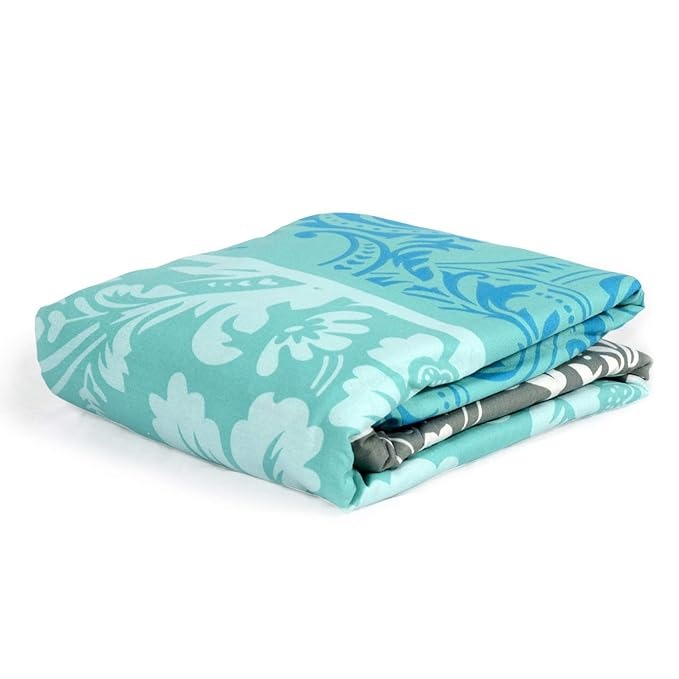 Divine Casa 120 GSM Dohar Single Bed Cotton Reversible Quilt AC Blanket for Winter Soft Light-Weight Bed Razzai Colour Blue and Grey