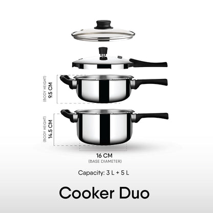 Stahl Cooker Duo Pressure Cooker Set 3L + 5L