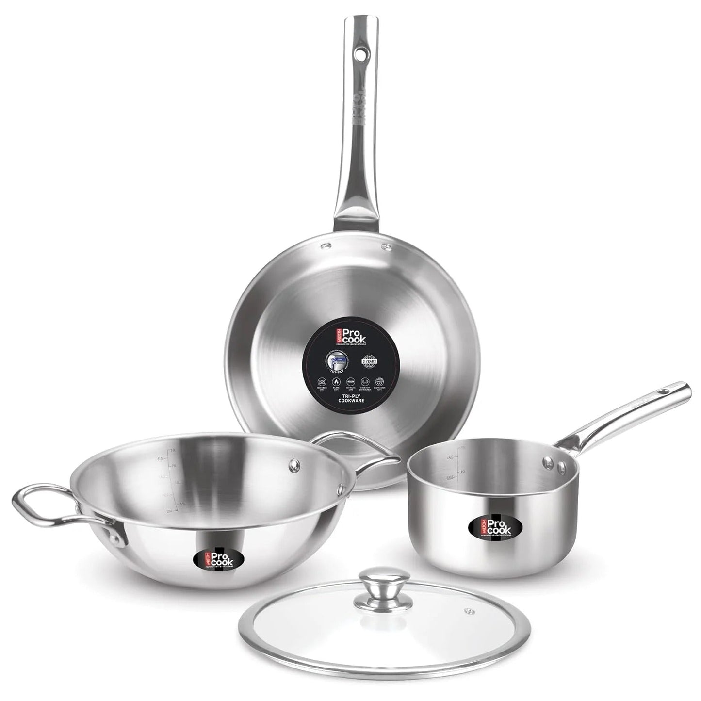 Milton ProCook Triply 4 Pcs Induction Cookware Set