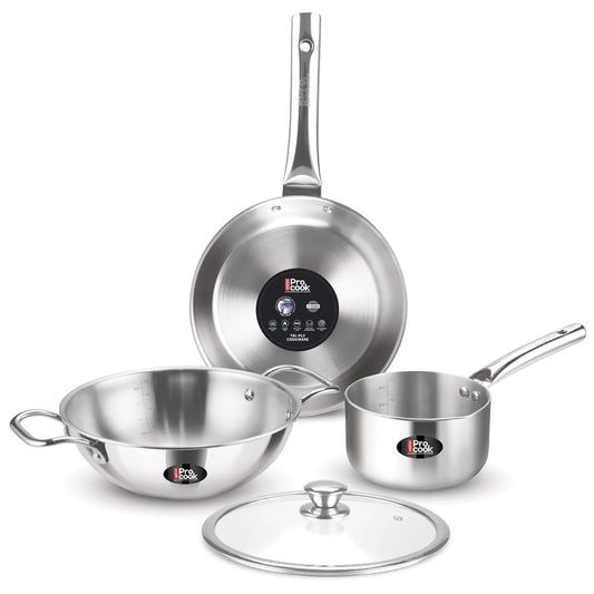 Milton ProCook Triply 4 Pcs Induction Cookware Set