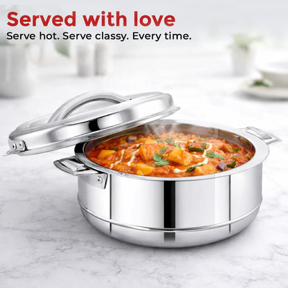 AVIAS Astra Double Wall Insulated Stainless Steel Casserole Silver Hot Box - 5000 ml