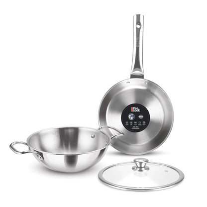 Milton ProCook Triply Stainless Steel 3 Pcs Induction Cookware Set