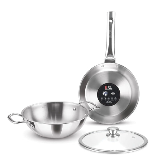 Milton ProCook Triply Stainless Steel 3 Pcs Induction Cookware Set