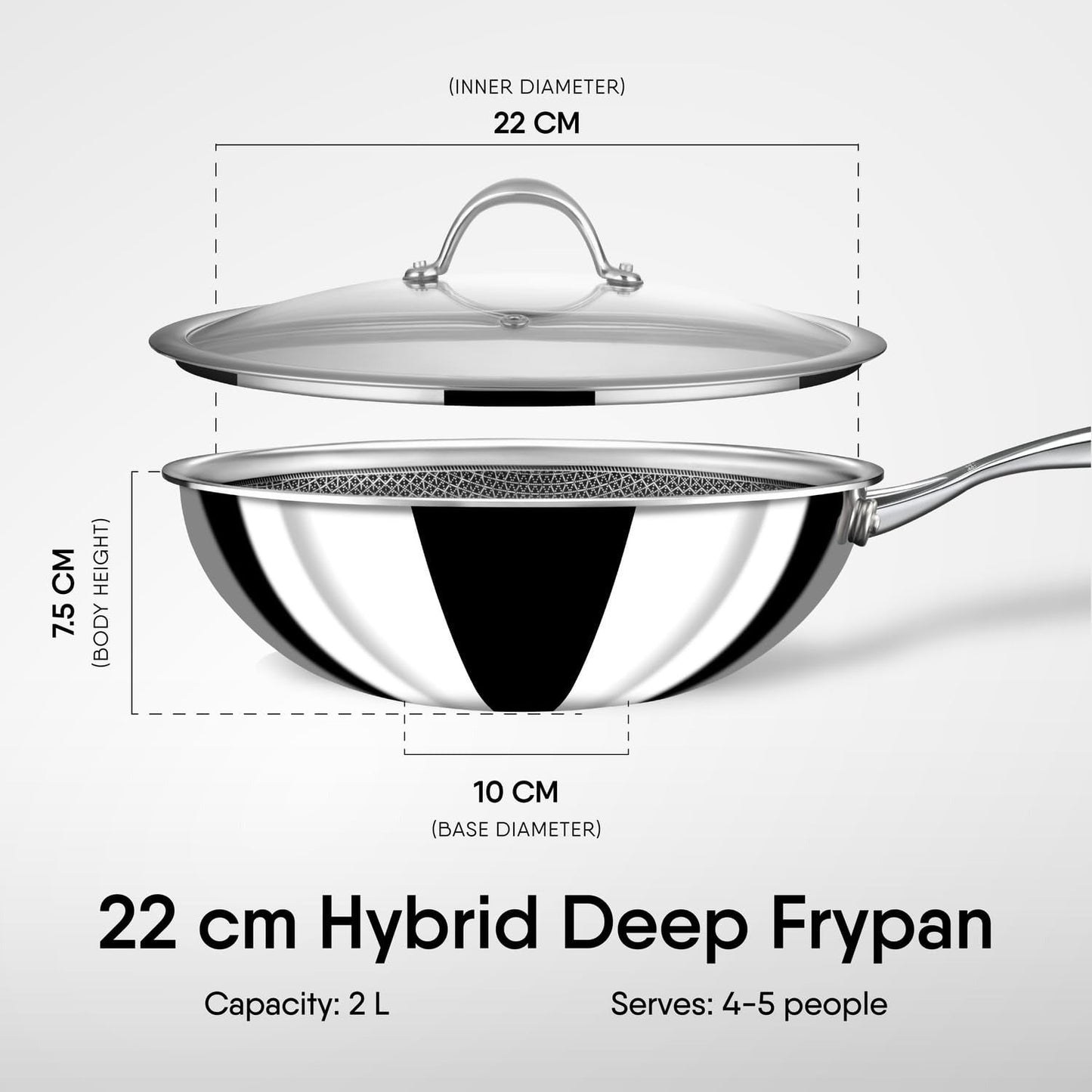 Stahl Deep Fry Pan Triply Artisan Hybrid Series