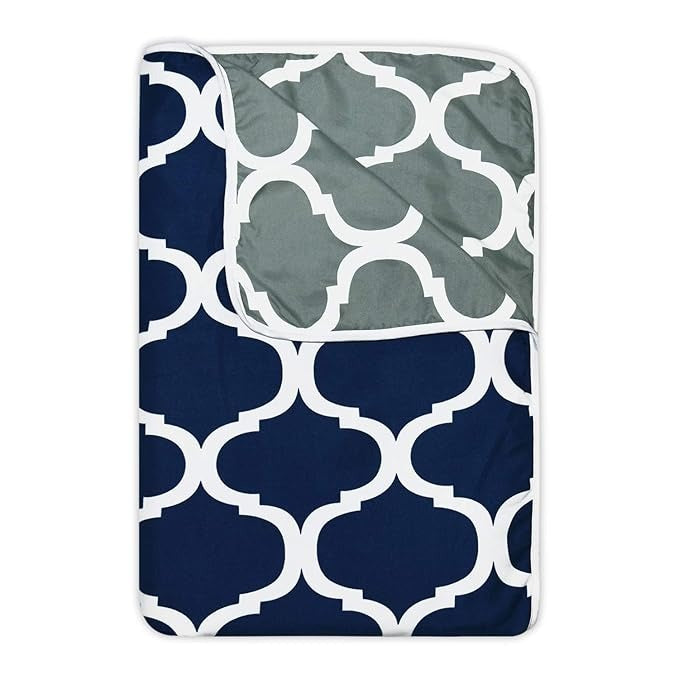 Divine Casa 120 GSM Microfiber Single Dohar Soft & Lightweight Throw Blanket Moroccan Pattern Colour Deep Blue