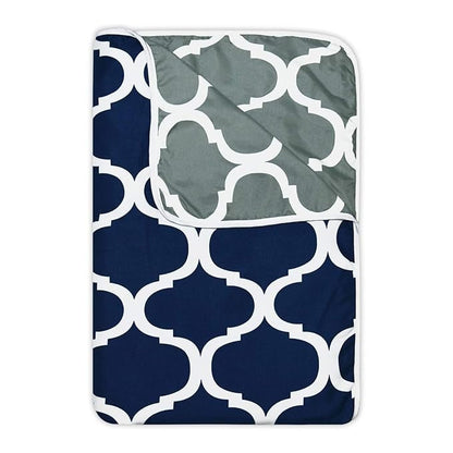 Divine Casa 120 GSM Microfiber Single Dohar Soft & Lightweight Throw Blanket Moroccan Pattern Colour Deep Blue