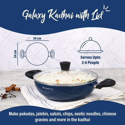 Wonderchef Galaxy Kadhai 24cm 2 Litres Midnight Blue