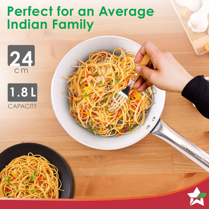 Wonderchef Eco Glide Fry Pan Ceramic 24cm 1.8L Chemical-Free Coating