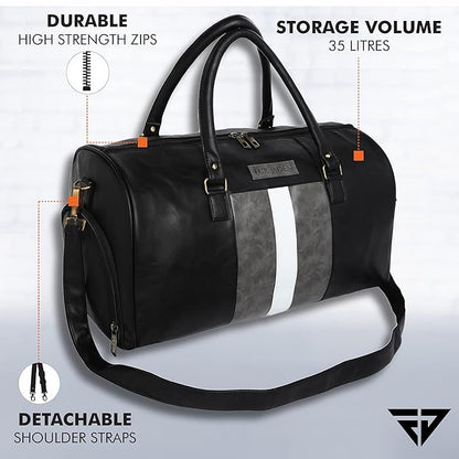 Fur Jaden Weekender Travel Duffle Bag with Separate Shoe/Laundry Compartment for Men & Women Made of Vegan Leather