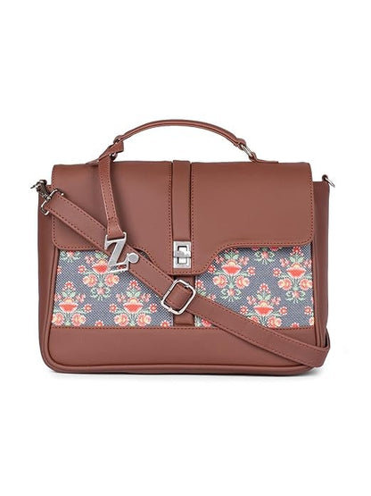 Zouk Women's Vegan Leather & Jute Satchel bag with Adjustable Strap Top Handle