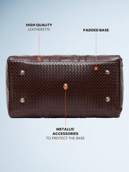 Fur Jaden Weekender Duffle Bag with Shoe Pocket for Travel for Men and Women Made of Textured Leatherette with Attachable Shoulder Strap Cabin Bag