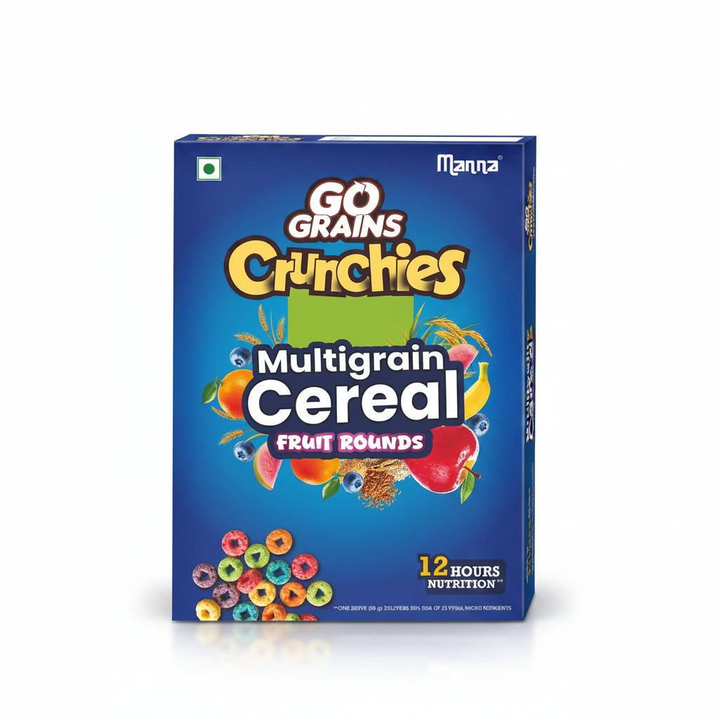 Manna Foods Go Grains Crunchies Fruit Loops  Breakfast Cereal for Kids - 250 gms