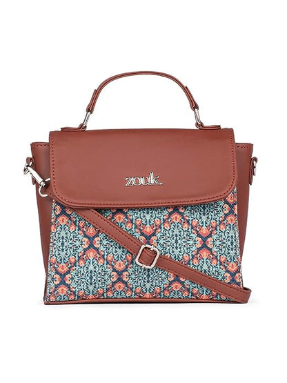 Zouk Statement Jute Sling Bag With Handle For Women's Girls Ladies