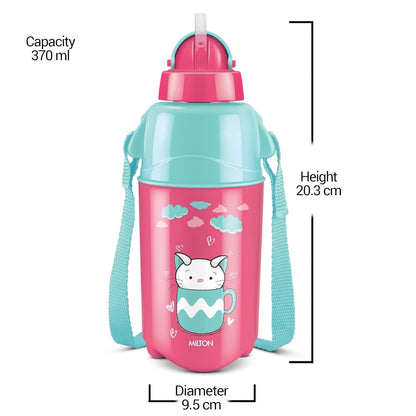 Milton Kool Trendy Plastic Insulated Water Bottle with Straw for Kids 370ml