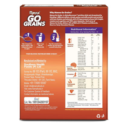 Manna Go Grains Millet Health and Nutrition Drink Chocolate - 400 gms (Pack of 2)