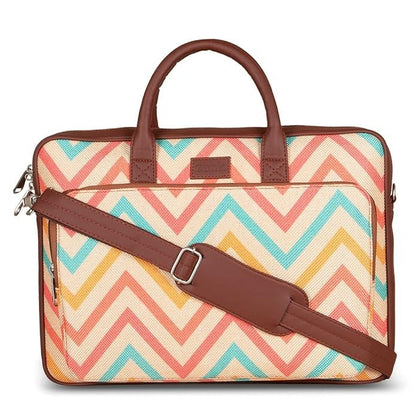 Zouk Laptop Bag for Women Ideal Jute & Vegan Leather Office Bags for Ladies