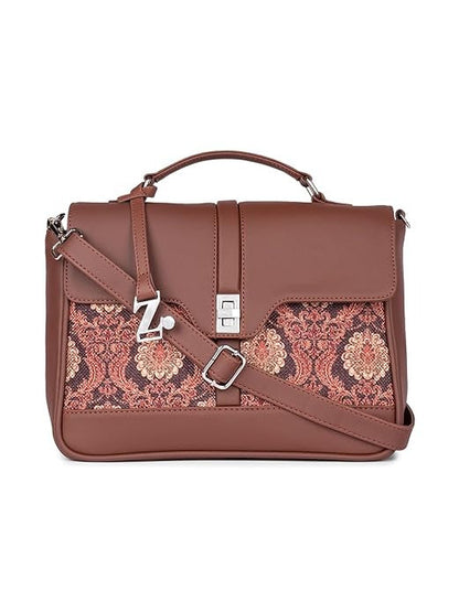 Zouk Women's Vegan Leather & Jute Satchel bag with Adjustable Strap Top Handle