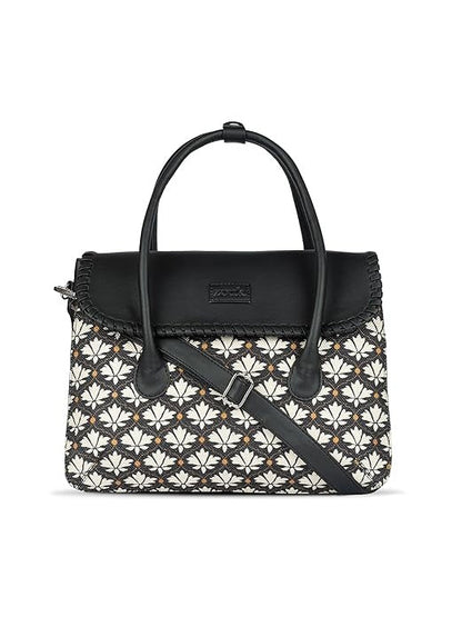 Zouk Printed Jute Handcrafted Vegan Leather & Jute Multicolor Women's Satchel Bag