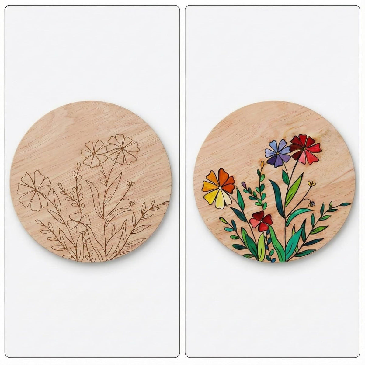 Hobby India Diy Floral Pine-wood Nature Kits for Art & Crafts Painting Kit for Adults | Hanging Decorations