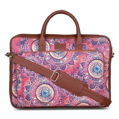 Zouk Laptop Bag for Women Ideal Jute & Vegan Leather Office Bags for Ladies