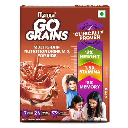 Manna Go Grains Millet Health and Nutrition Drink Chocolate - 400 gms (Pack of 2)