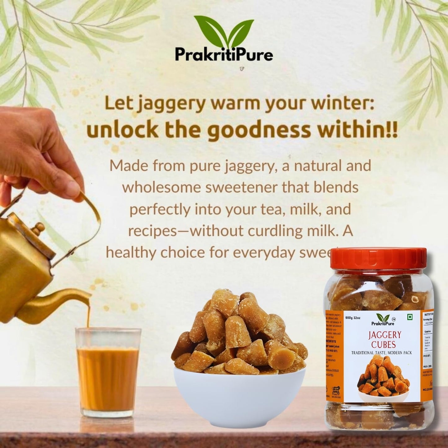 Prakritipure Small Jaggery Cubes - 900 gms
