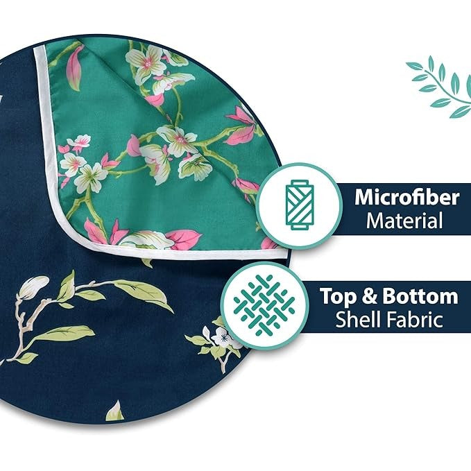 Divine Casa 120 GSM Microfiber Double Dohar Soft & Lightweight Throw Blanket Floral Pattern Colour Bristol Blue