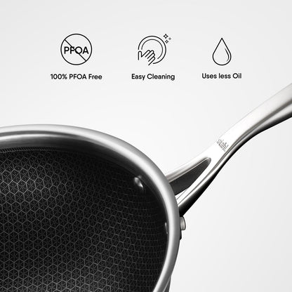Stahl Deep Fry Pan Triply Artisan Hybrid Series