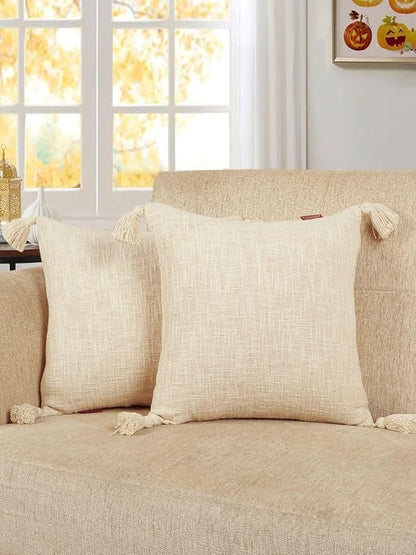 Homadorn Luxury Cotton Handmade Decorative Boho Throw Pillow Covers Off White