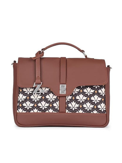 Zouk Women's Vegan Leather & Jute Satchel bag with Adjustable Strap Top Handle