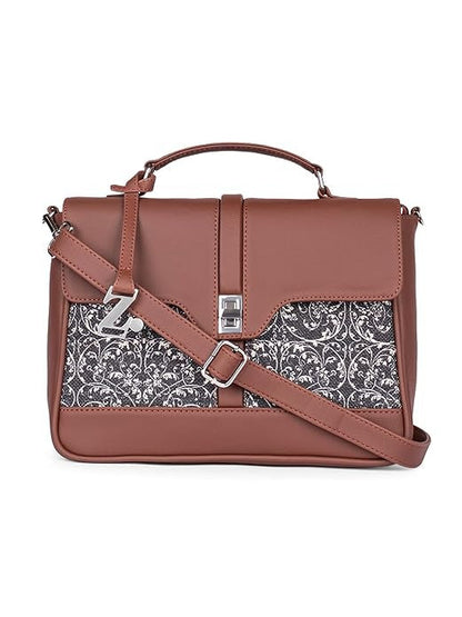 Zouk Women's Vegan Leather & Jute Satchel bag with Adjustable Strap Top Handle