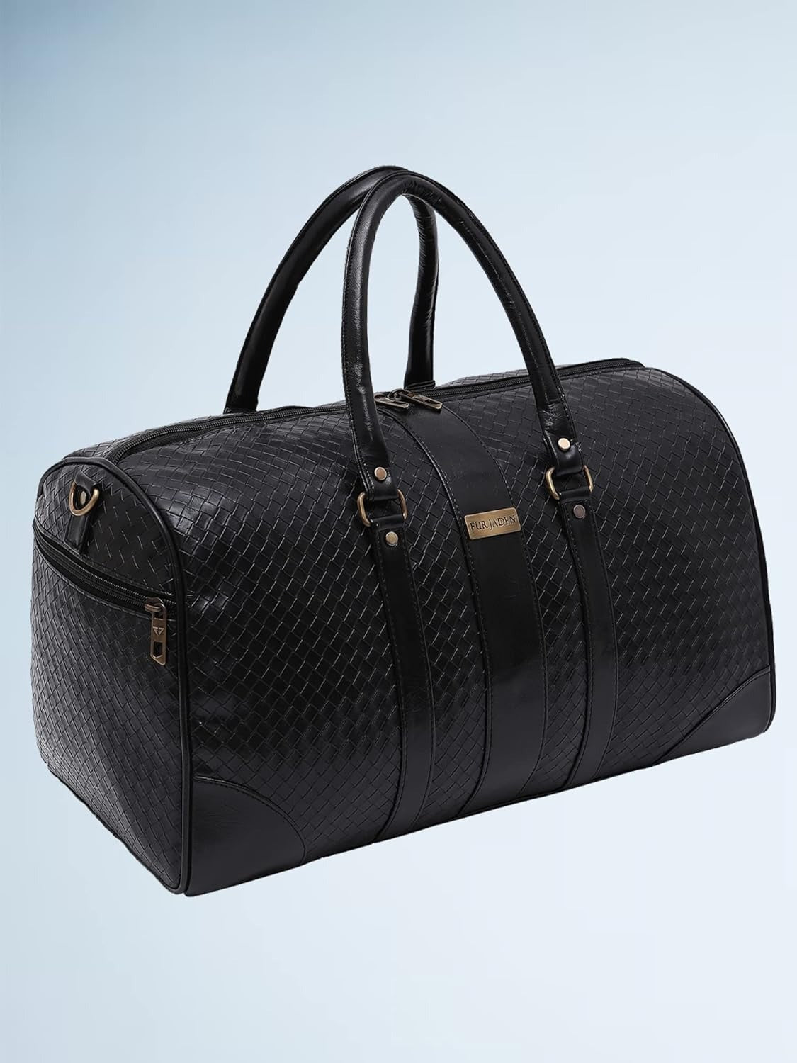 Fur Jaden Weekender Duffle Bag with Shoe Pocket for Travel for Men and Women Made of Textured Leatherette with Attachable Shoulder Strap Cabin Bag