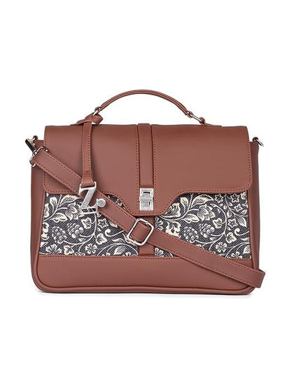 Zouk Women's Vegan Leather & Jute Satchel bag with Adjustable Strap Top Handle