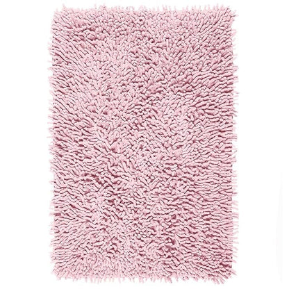 Saral Home Cotton Shaggy Anti-Skid Rectangular Solid Bath Mat