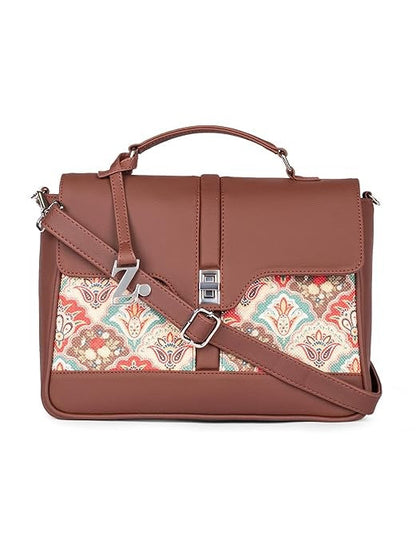 Zouk Women's Vegan Leather & Jute Satchel bag with Adjustable Strap Top Handle
