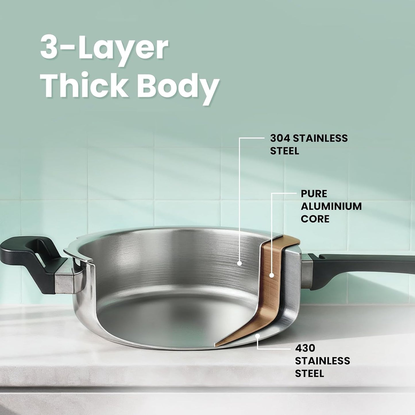 The Indus Valley Tri-Ply Stainless Steel Pressure Pan 3.5-5L