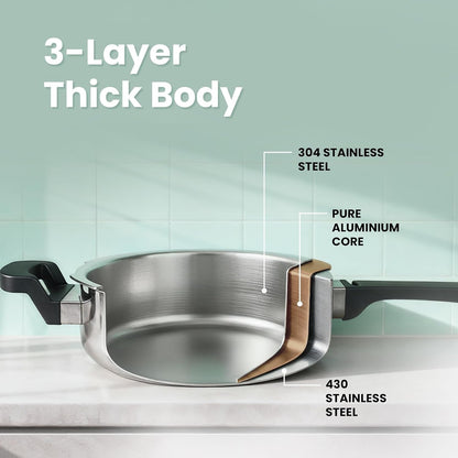 The Indus Valley Tri-Ply Stainless Steel Pressure Pan 3.5-5L