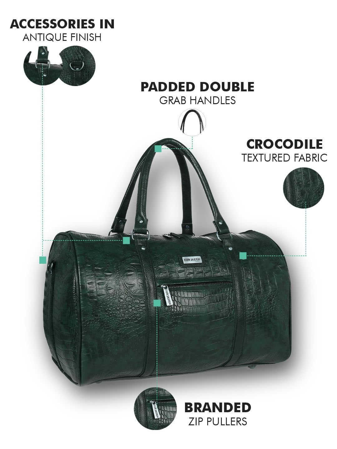 Fur Jaden Brown Textured Leatherette Stylish & Spacious Weekender Duffle Bag for Travel for Men and Women