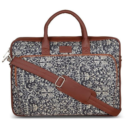 Zouk Laptop Bag for Women Ideal Jute & Vegan Leather Office Bags for Ladies