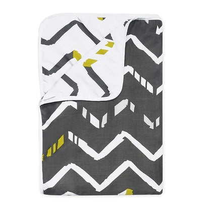 Divine Casa 120 GSM Microfiber Double Dohar Soft & Lightweight Throw Blanket Zig-Zag Pattern Colour Slate December Sky