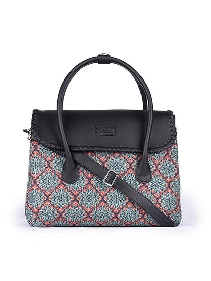Zouk Printed Jute Handcrafted Vegan Leather & Jute Multicolor Women's Satchel Bag