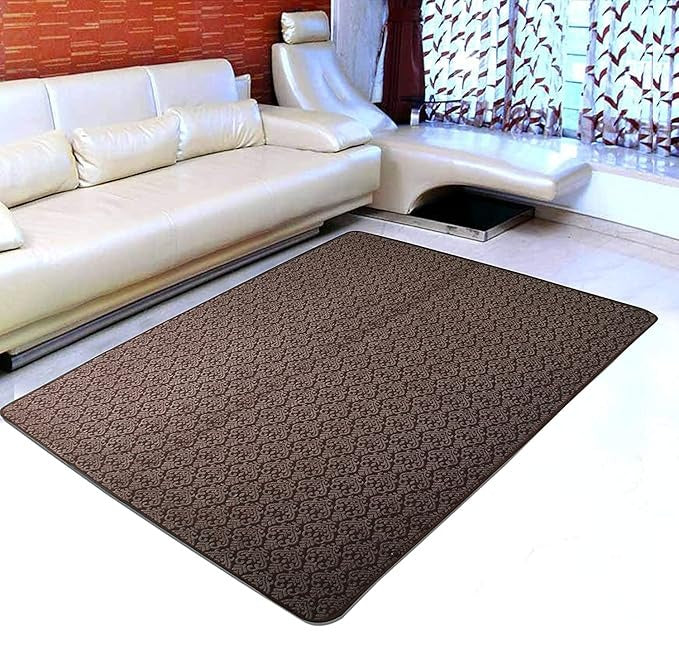 Saral Home Cotton Damask Design Jacquard Yarn Anti-Skid Carpet