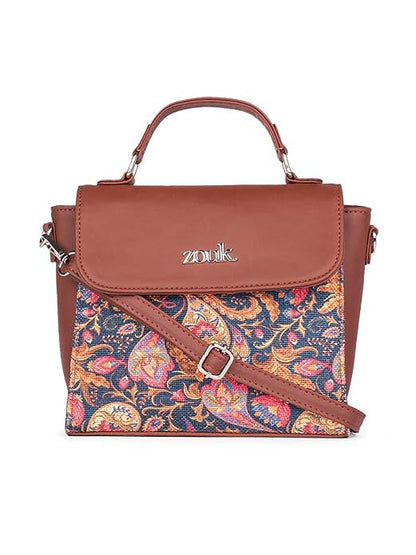 Zouk Statement Jute Sling Bag With Handle For Women's Girls Ladies