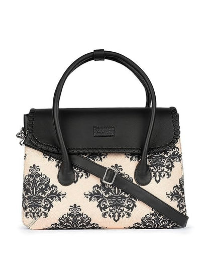 Zouk Printed Jute Handcrafted Vegan Leather & Jute Multicolor Women's Satchel Bag