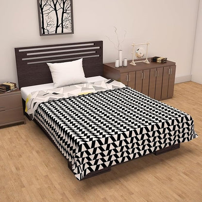 Divine Casa 120 GSM Microfibre Blanket Single Bed Lightweight Sofa Throw Blanket for Winter Dohar Colour Black and WhiteTC - 120